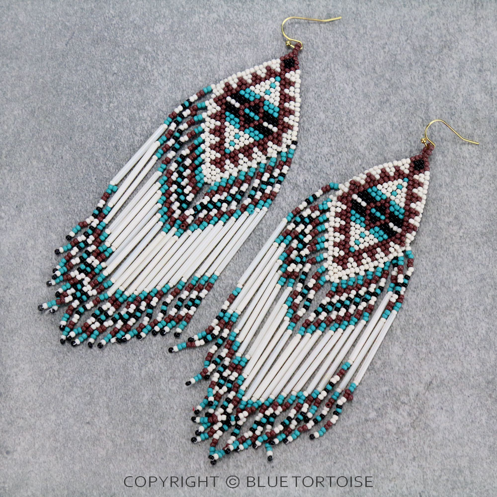Western Seed Bead Tassel Dangle Earrings