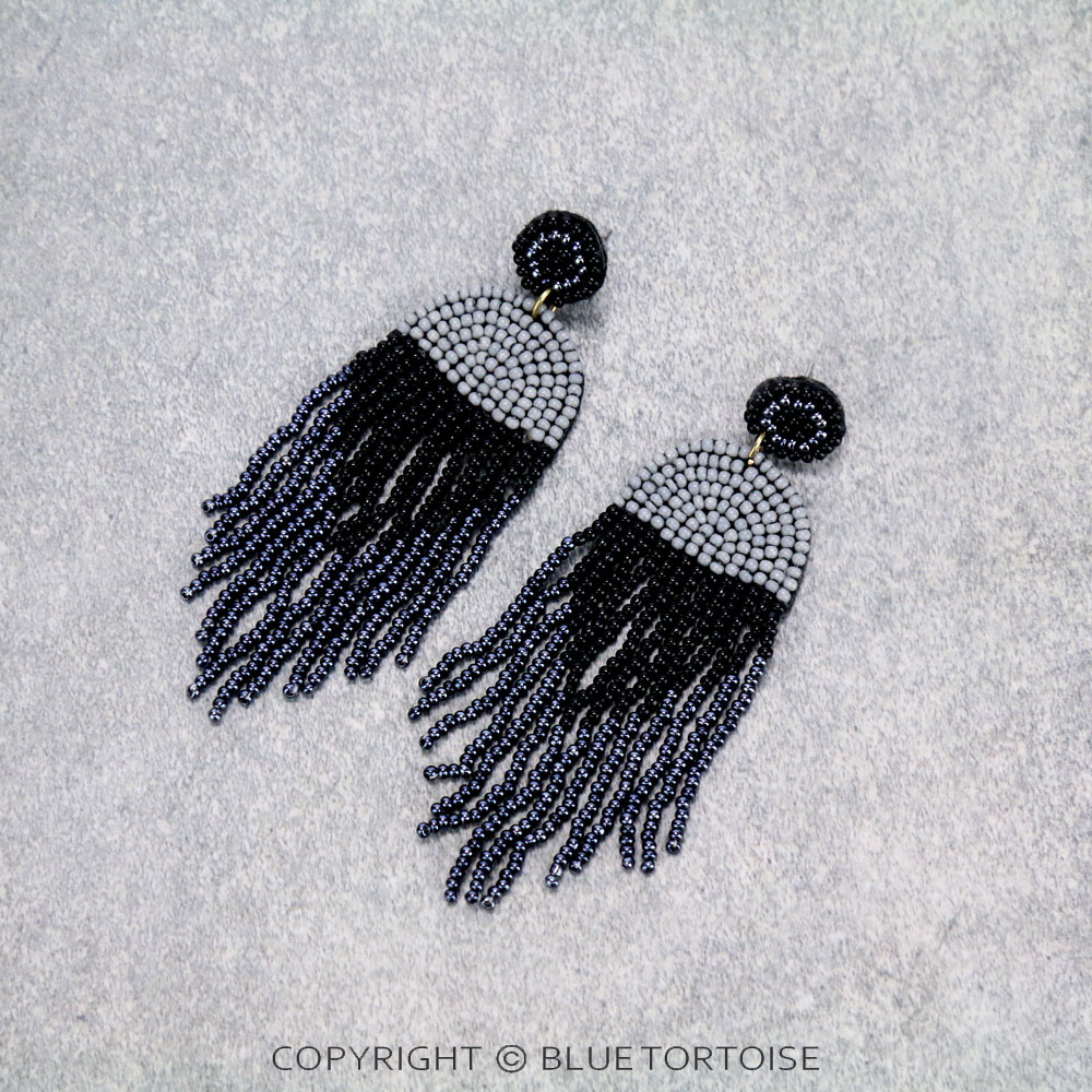 Western Seed Bead Tassel Stud Earrings
