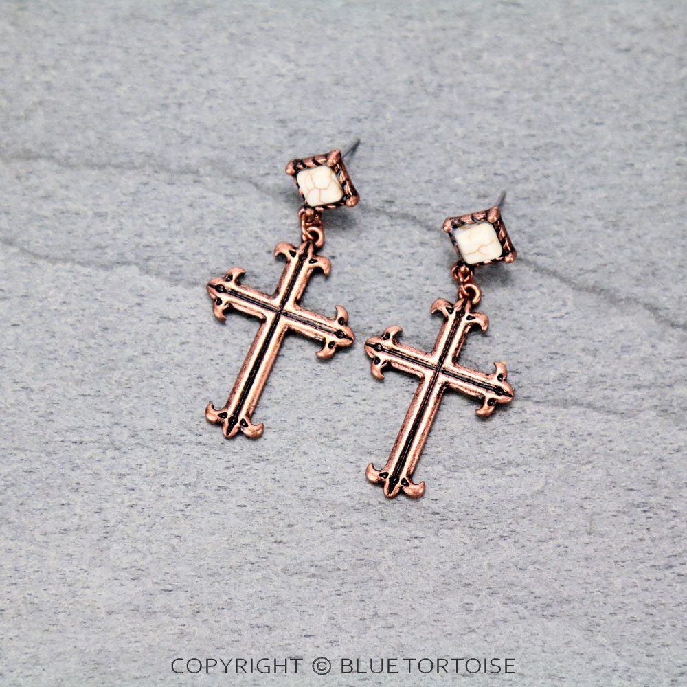 Western Cross Stud Earrings
