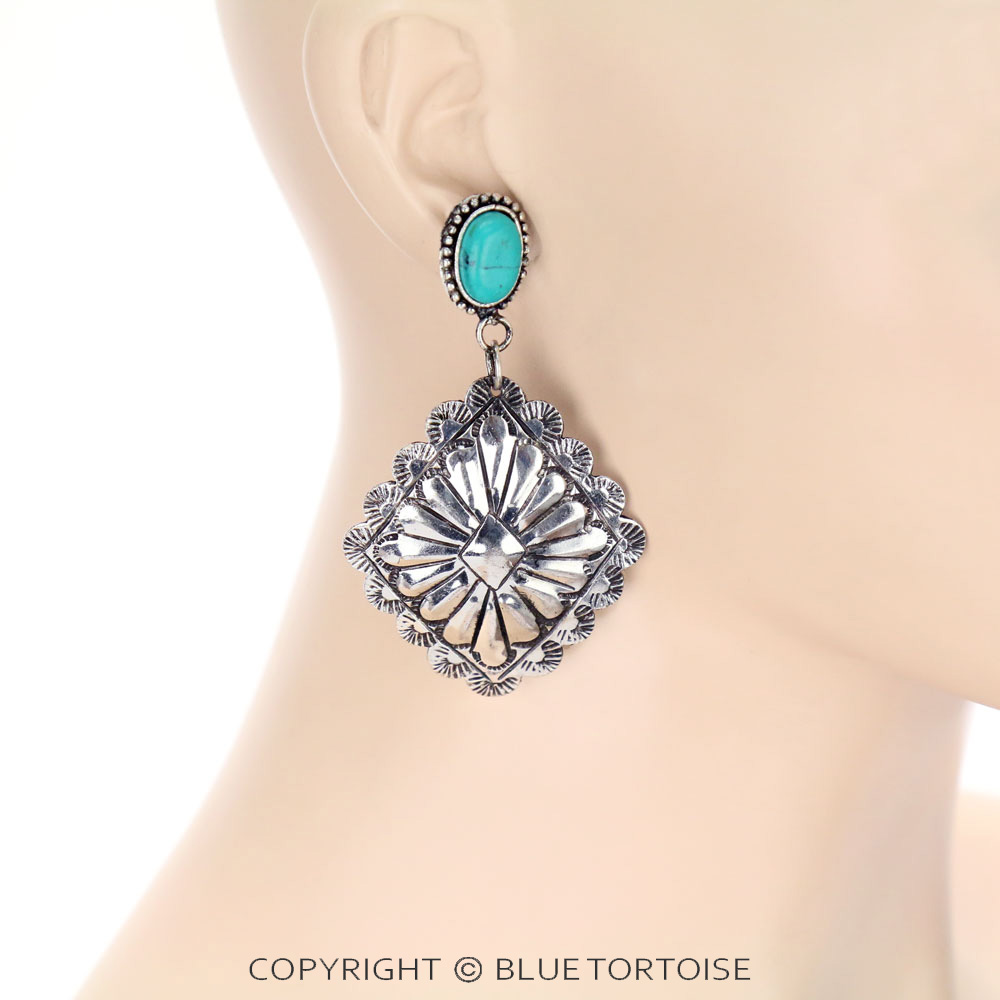 Handmade Western Diamond Stone Stud Earrings - Image 2