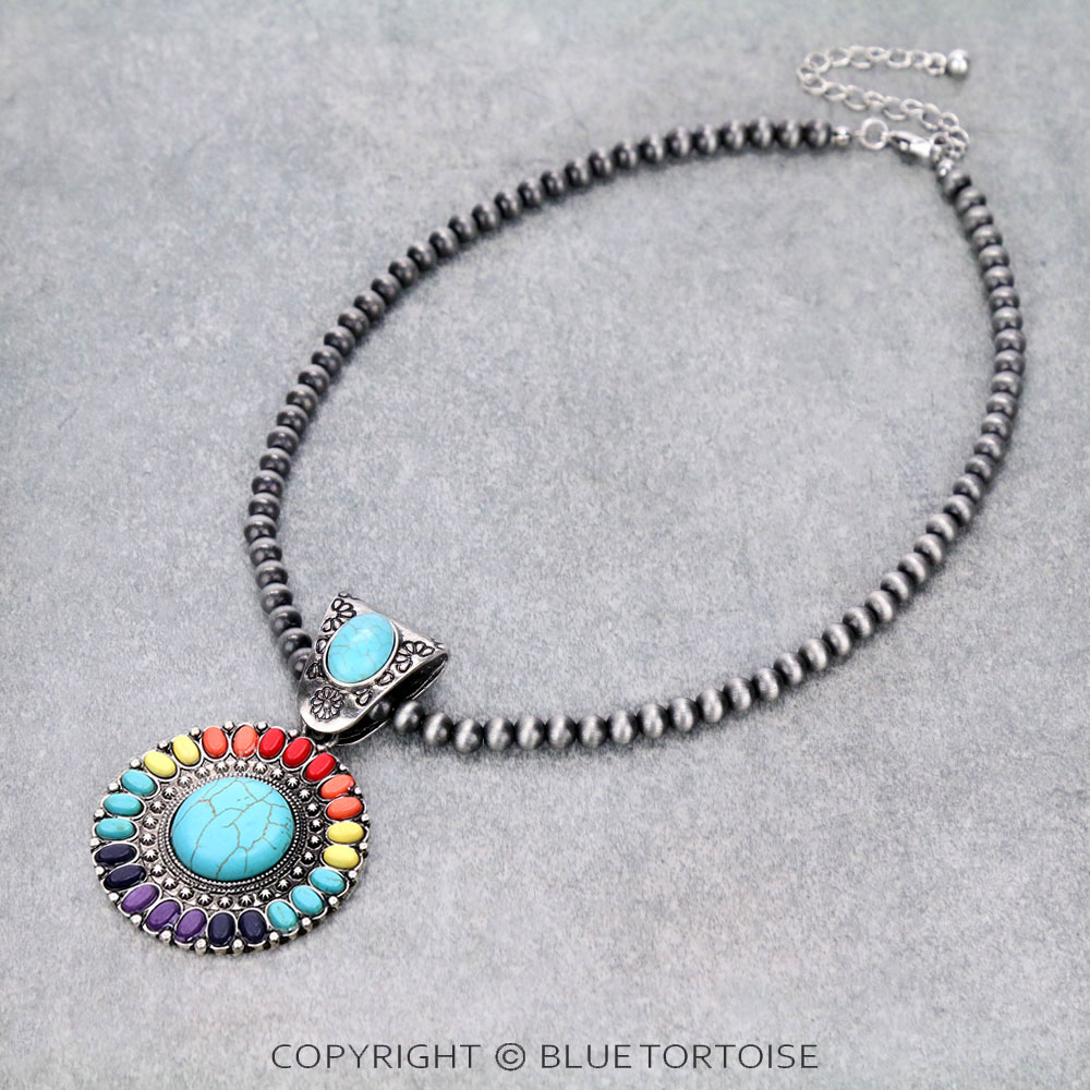 Western Chunky Stone Pendant Necklace
