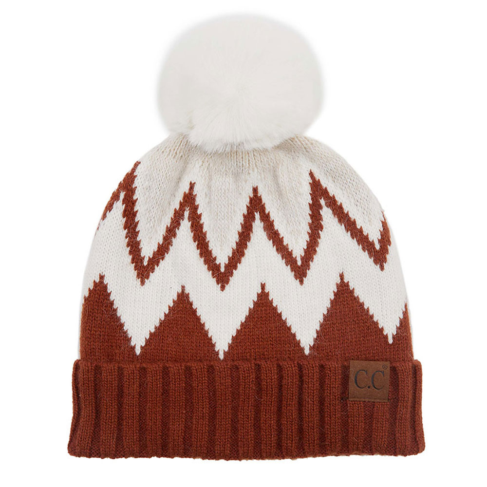 C.C Knit Ribbed Beanie with Pom