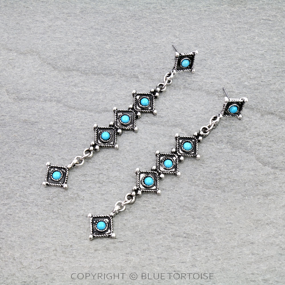 Western Square Cluster Stud Earrings