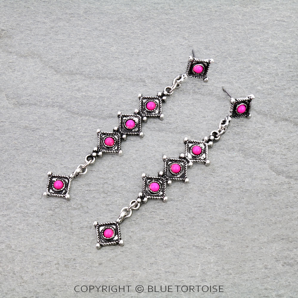 Western Square Cluster Stud Earrings