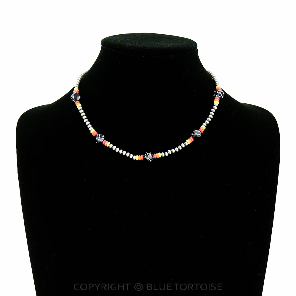 Western Dice Bead Choker Necklace - Image 2