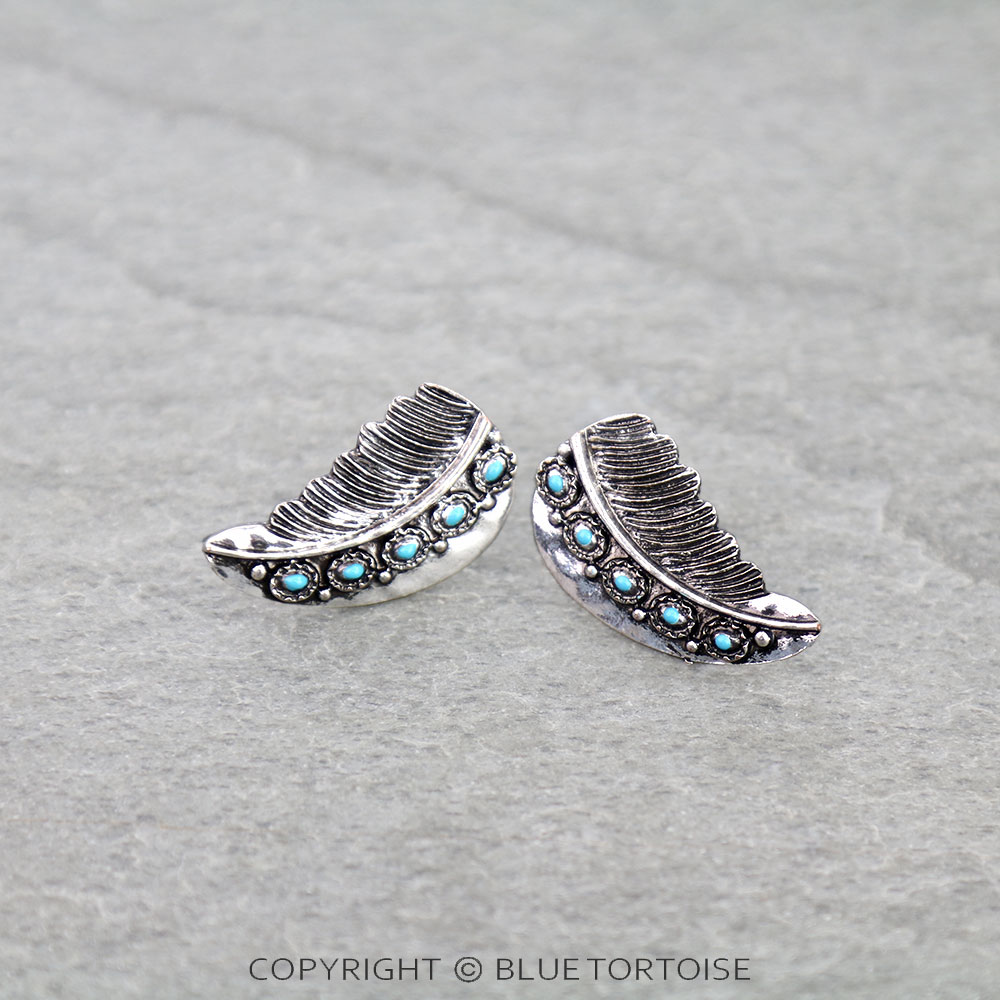 Western Small Feather Stud Earrings