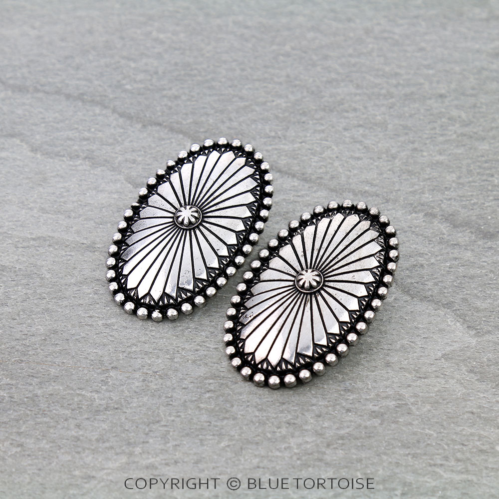 Western Oval Concho Stud Earrings