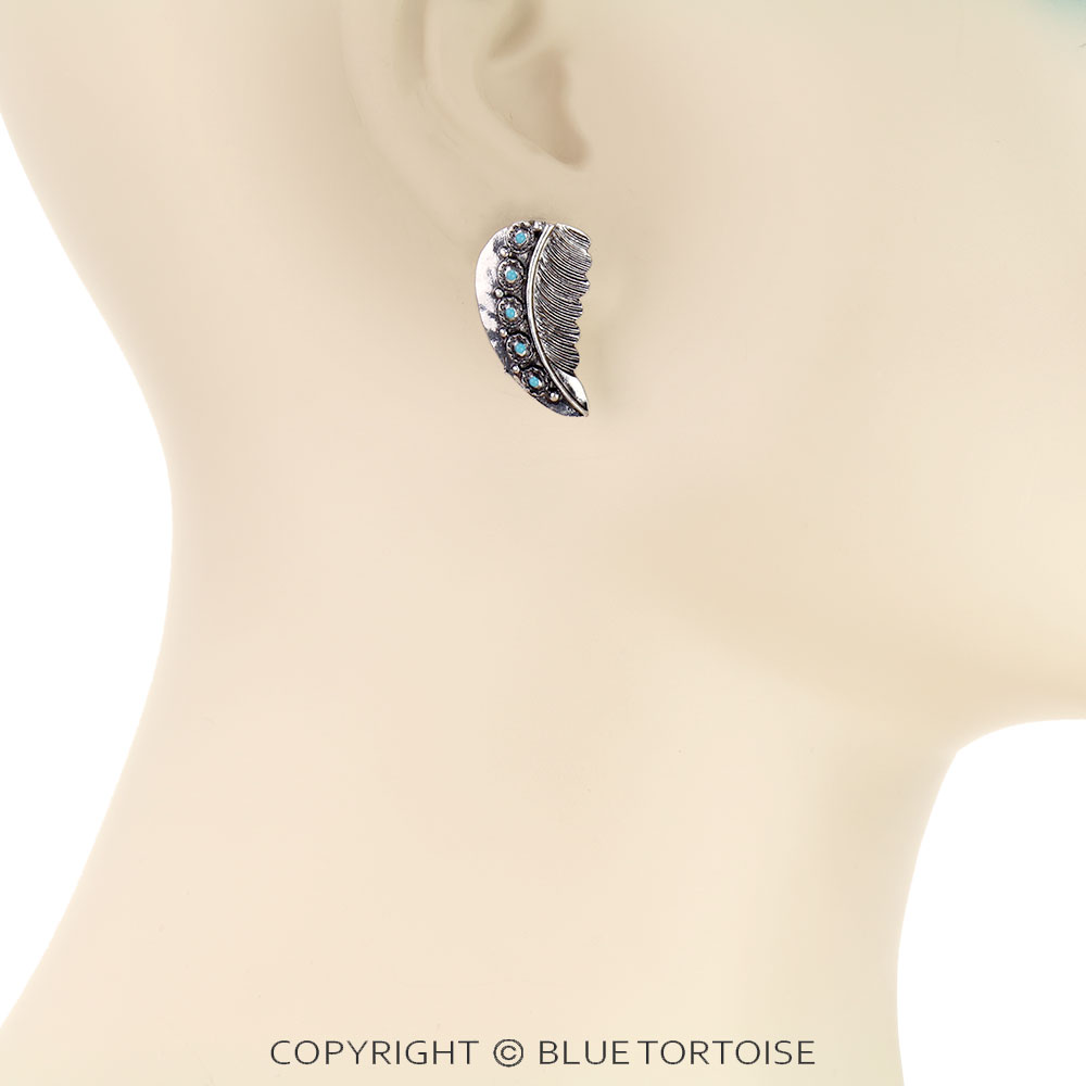 Western Small Feather Stud Earrings - Image 2