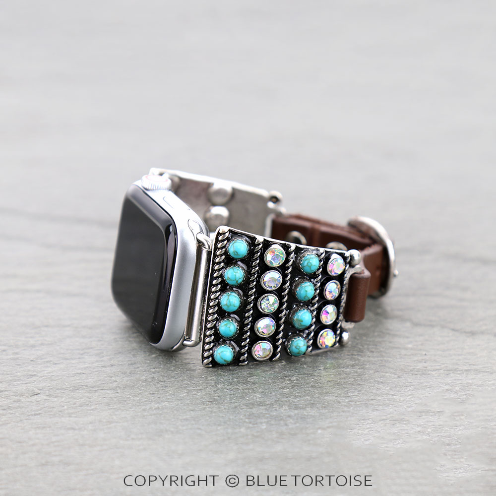 Western Style Stone Apple Watch Leather Band - Image 2