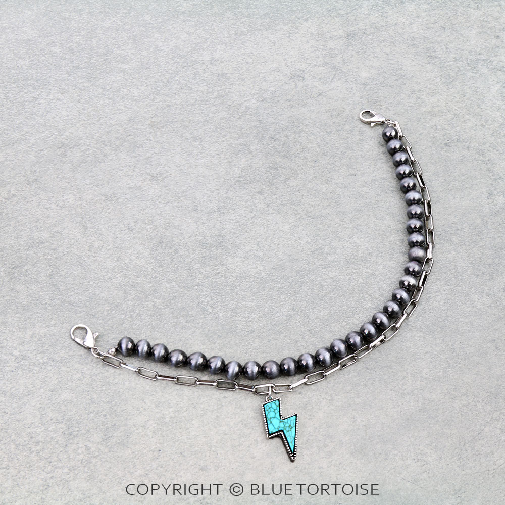 Navajo Style Pearl w/ Thunder Stone Trucker Hat Chain