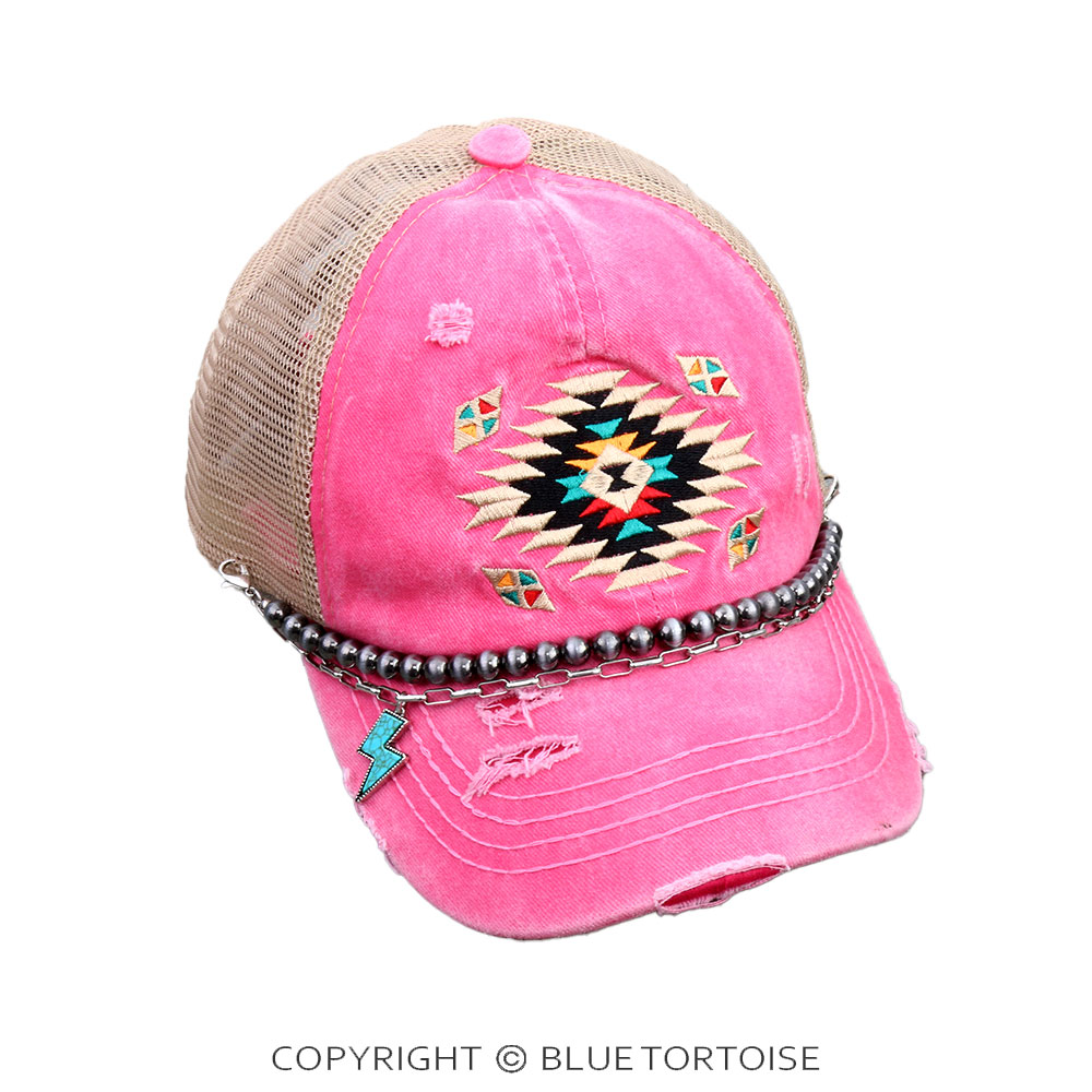 Navajo Style Pearl w/ Thunder Stone Trucker Hat Chain - Image 2