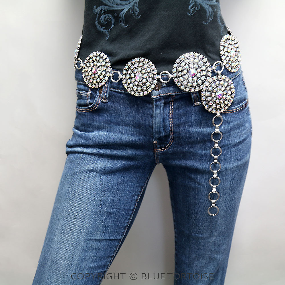 Western Concho Rhinestone Belt S/M - Image 2