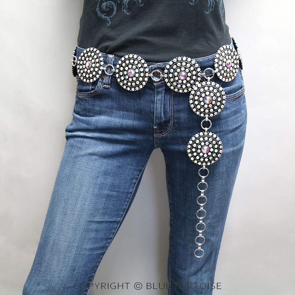 Western Concho Rhinestone Belt L/XL - Image 2