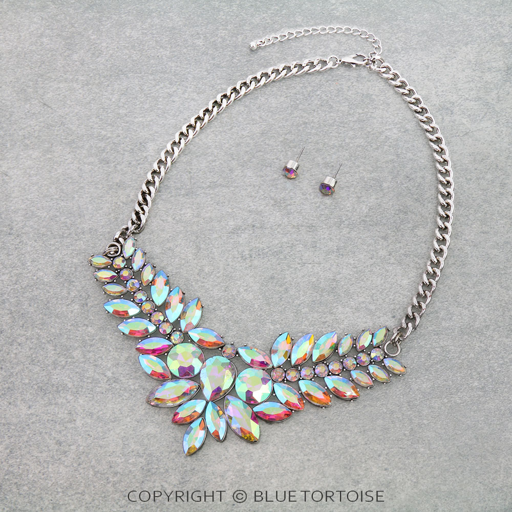 Western Flower Stone Statement Necklace Set