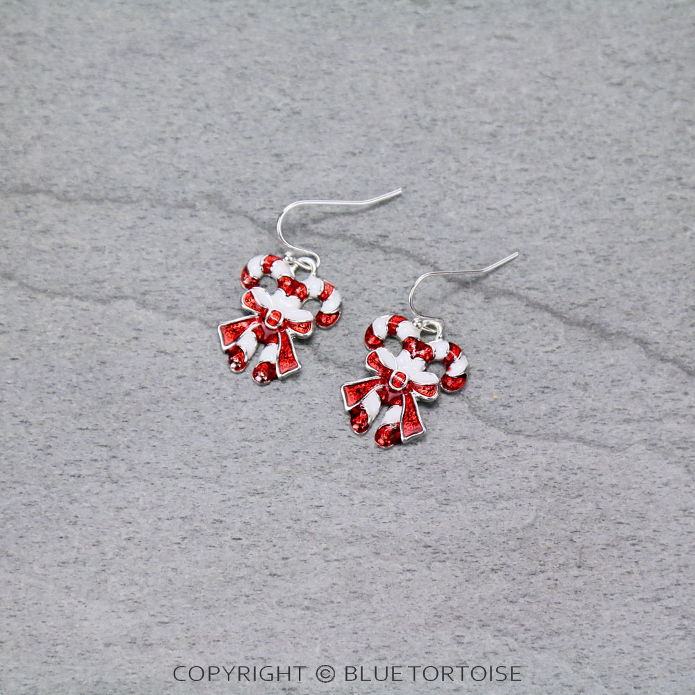 Christmas Epoxy Candy Cane Dangle Earrings