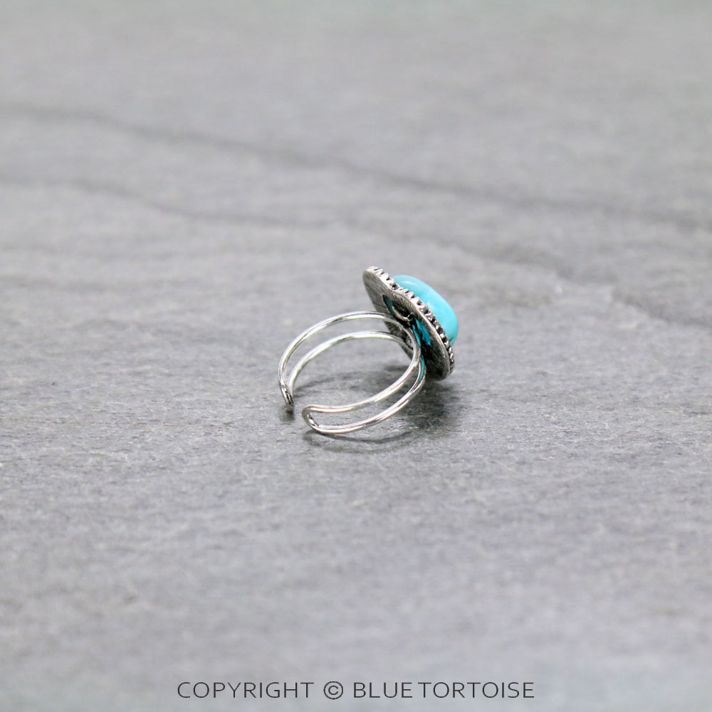 Western Hand Craft Stone Heart Adjustable Ring - Image 2