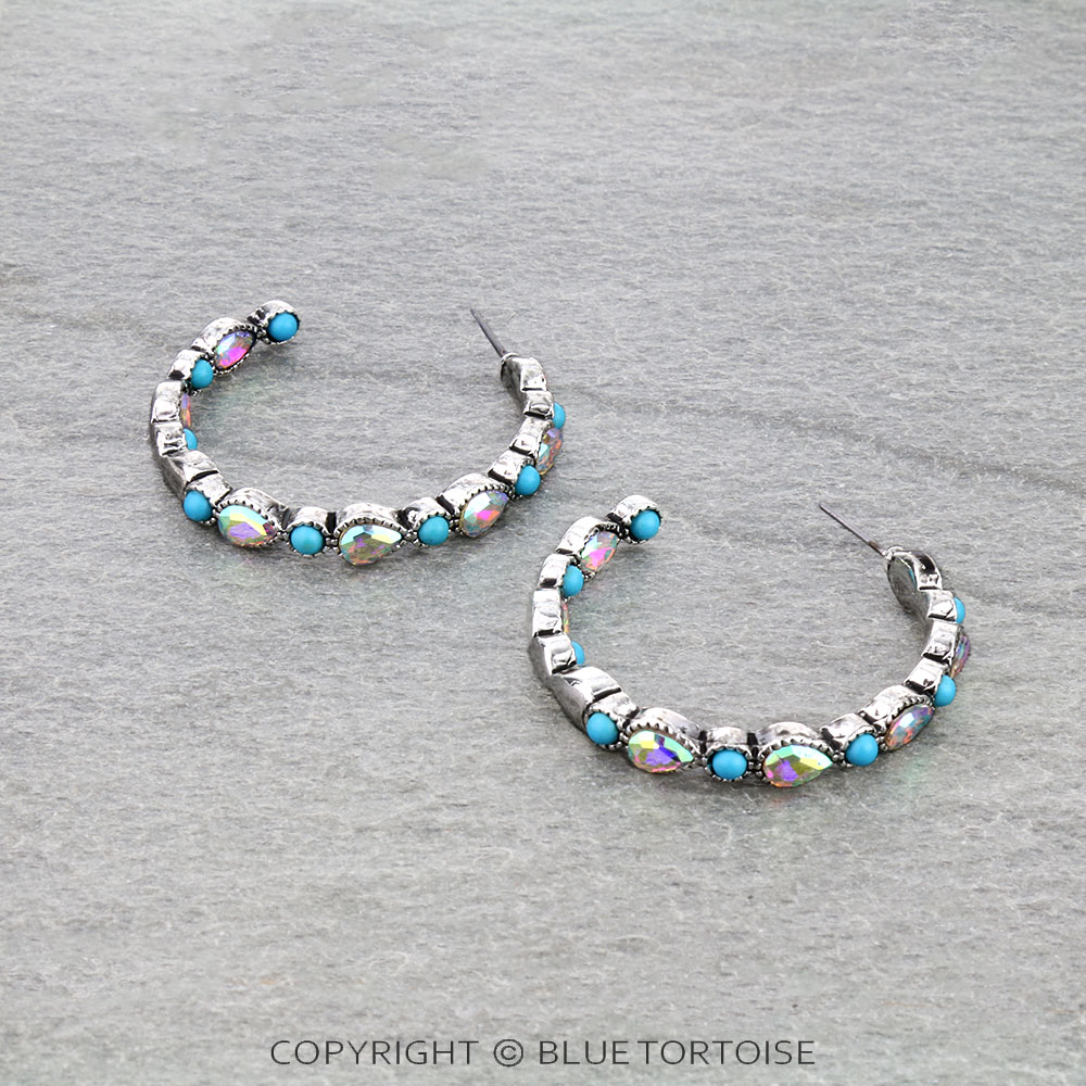 Western Rhinestone Hoop Earrings