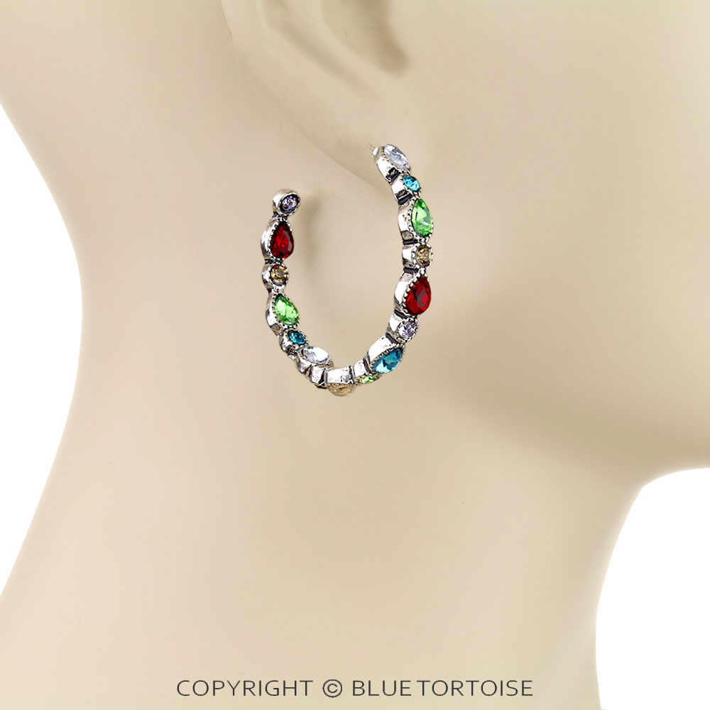 Western Rhinestone Hoop Earrings - Image 2