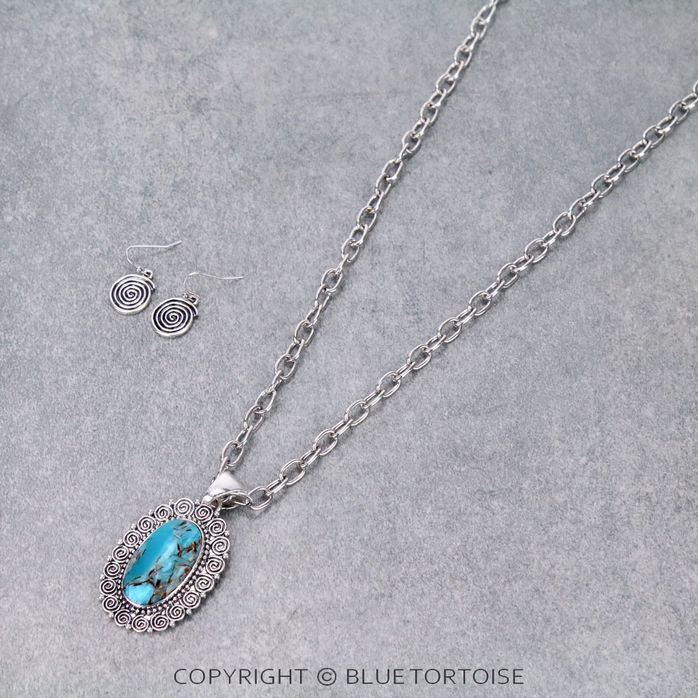 Western Swirl Semi Stone Necklace Set