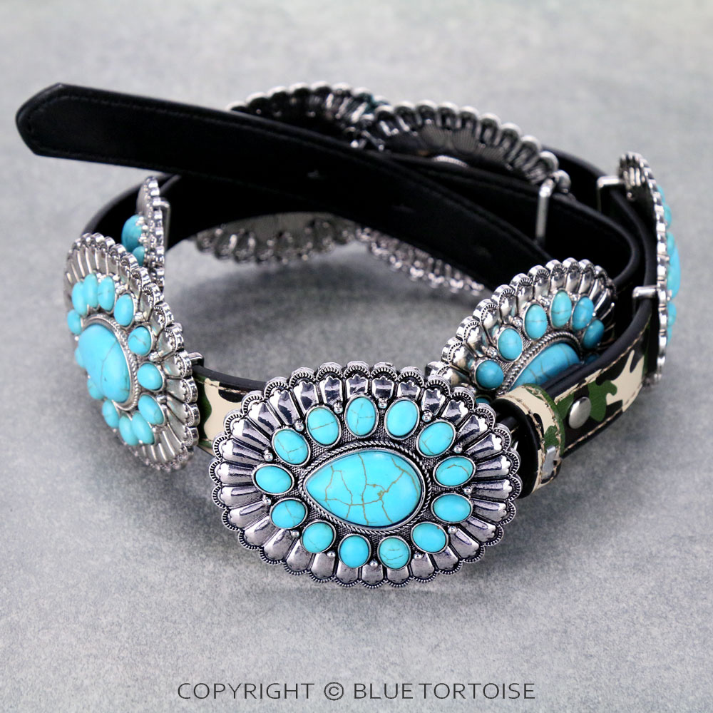 Western Concho with Stone PU Leather Belt S/M