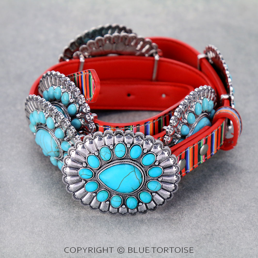 Western Concho with Stone PU Leather Belt S/M