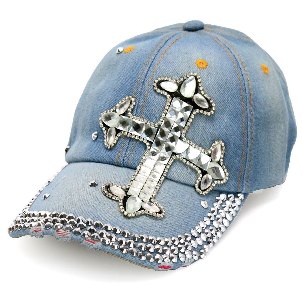 Cross Rhinestone Cap