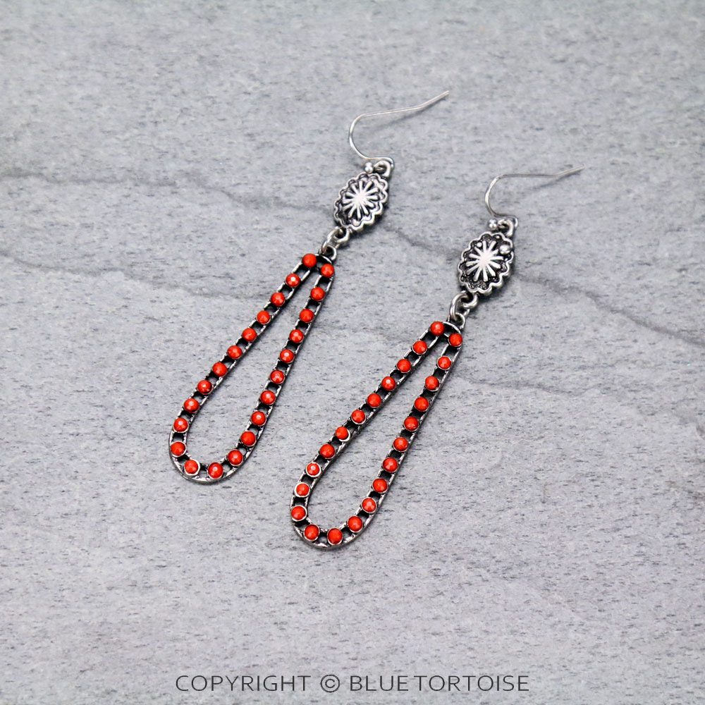 Western Concho Bead Dangle Earrings