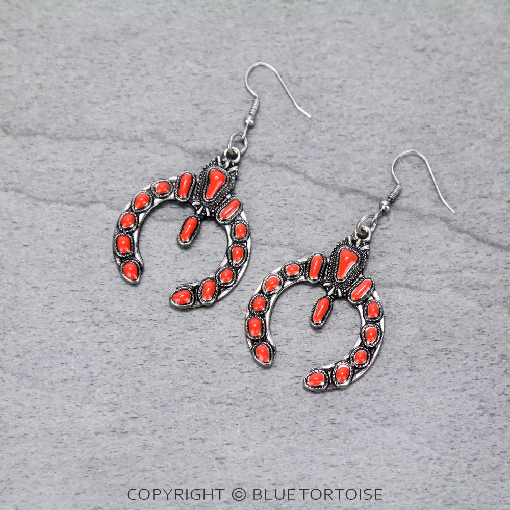 Western Squash Blossom Fish Hook Earrings