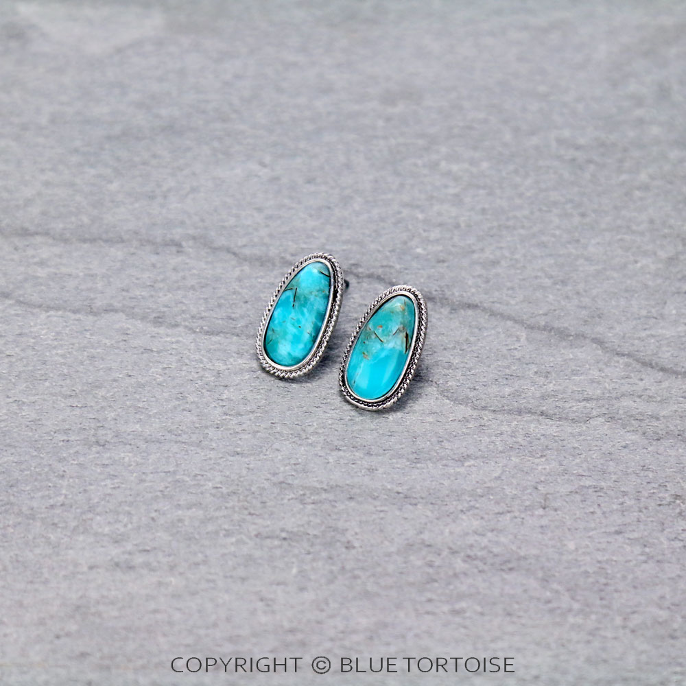 Western Geometric Stone Stud Earrings
