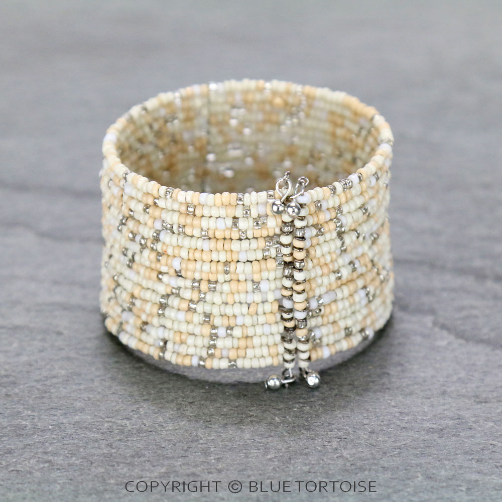 Seed Bead Open Bangle Bracelet - Image 2