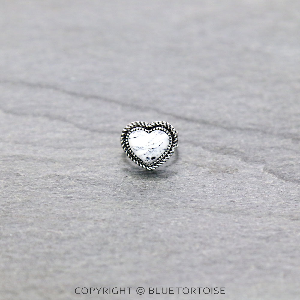 Western Hand Craft Stone Heart Adjustable Ring