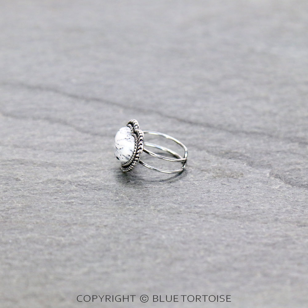 Western Hand Craft Stone Heart Adjustable Ring - Image 2