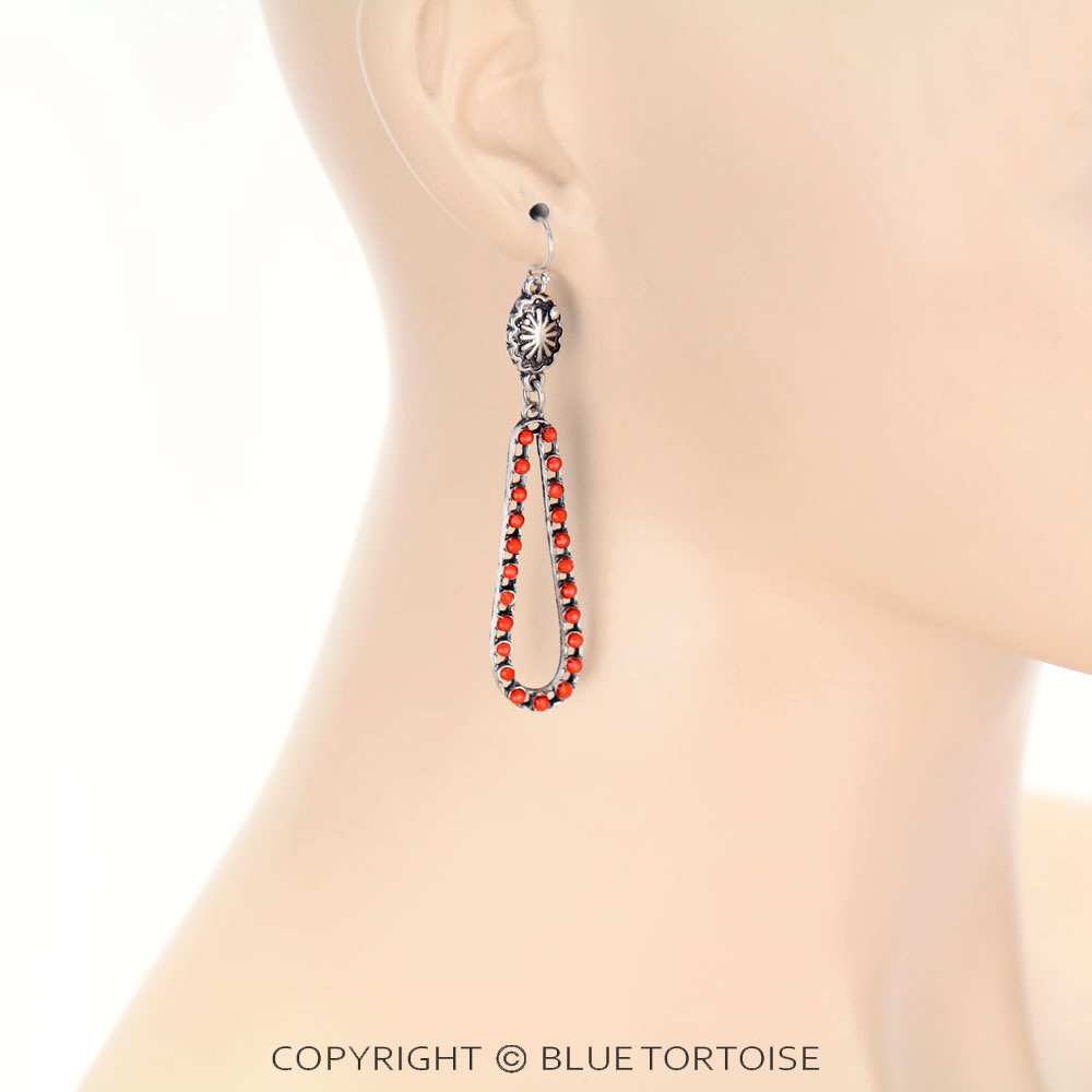 Western Concho Bead Dangle Earrings - Image 2