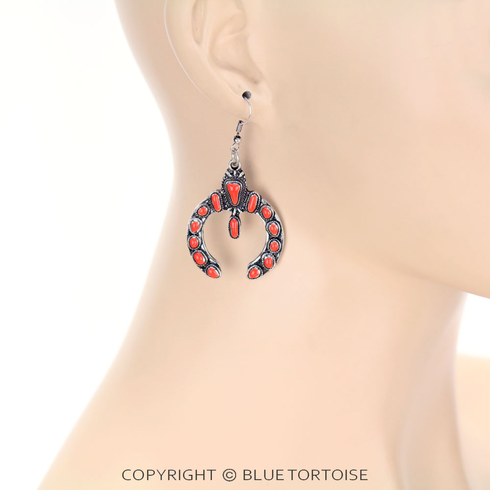 Western Squash Blossom Fish Hook Earrings - Image 2