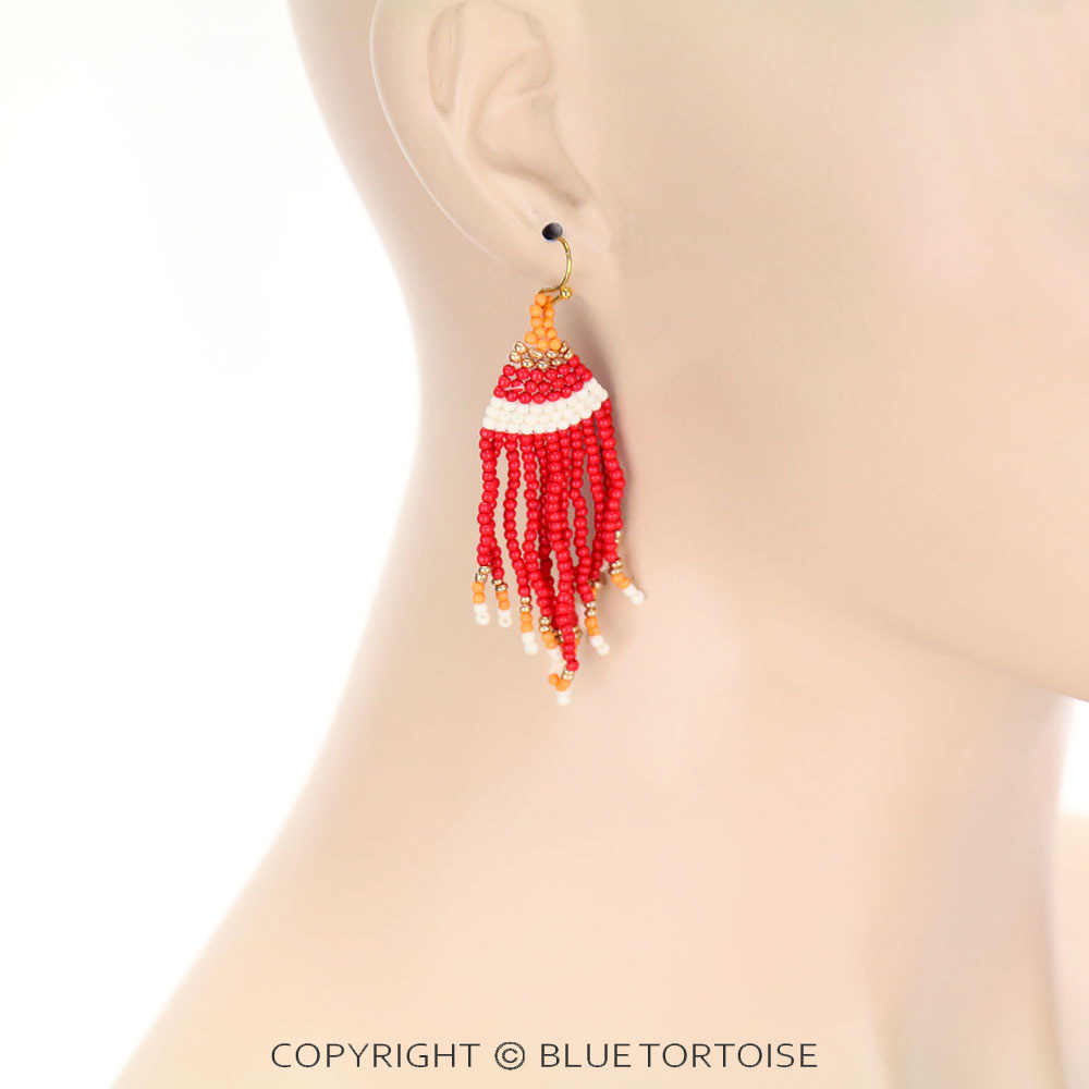 Seed Bead Tassel Dangle Earrings - Image 2
