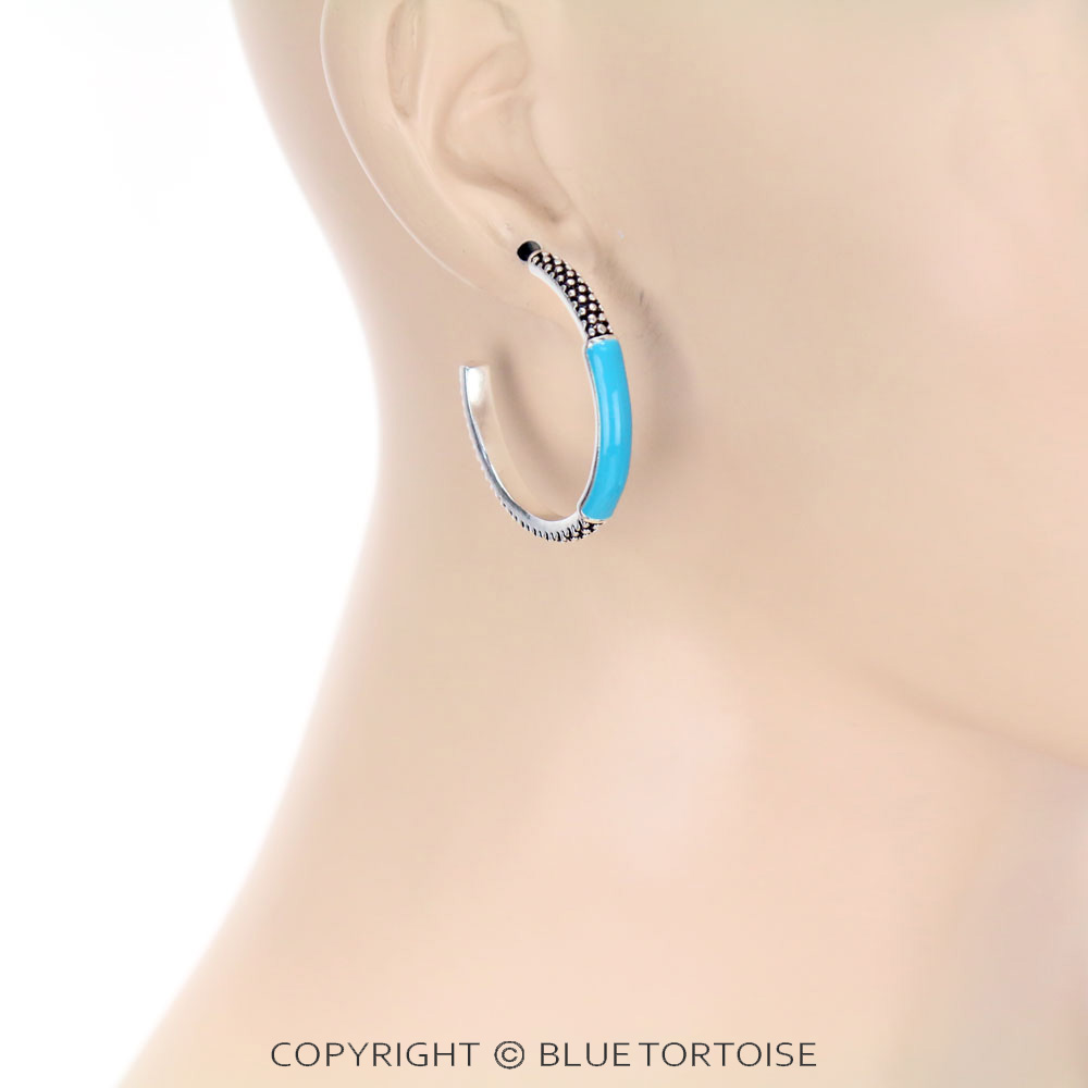 Tailored Ball Texture Epoxy Round Hoop Earrings - Image 2