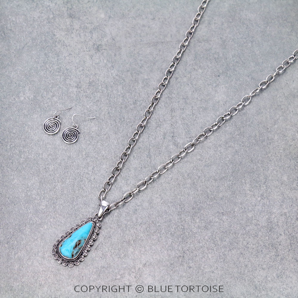 Western Swirl Semi Stone Necklace Set