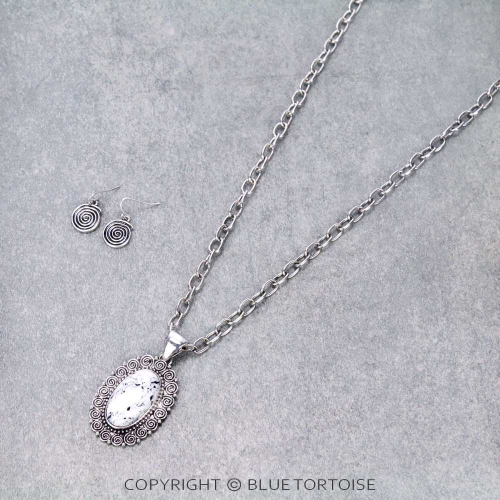 Western Swirl Semi Stone Necklace Set