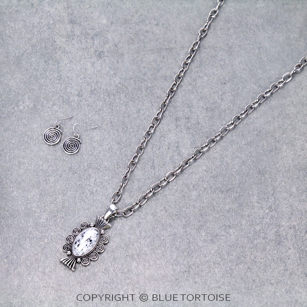 Western Swirl Semi Stone Necklace Set