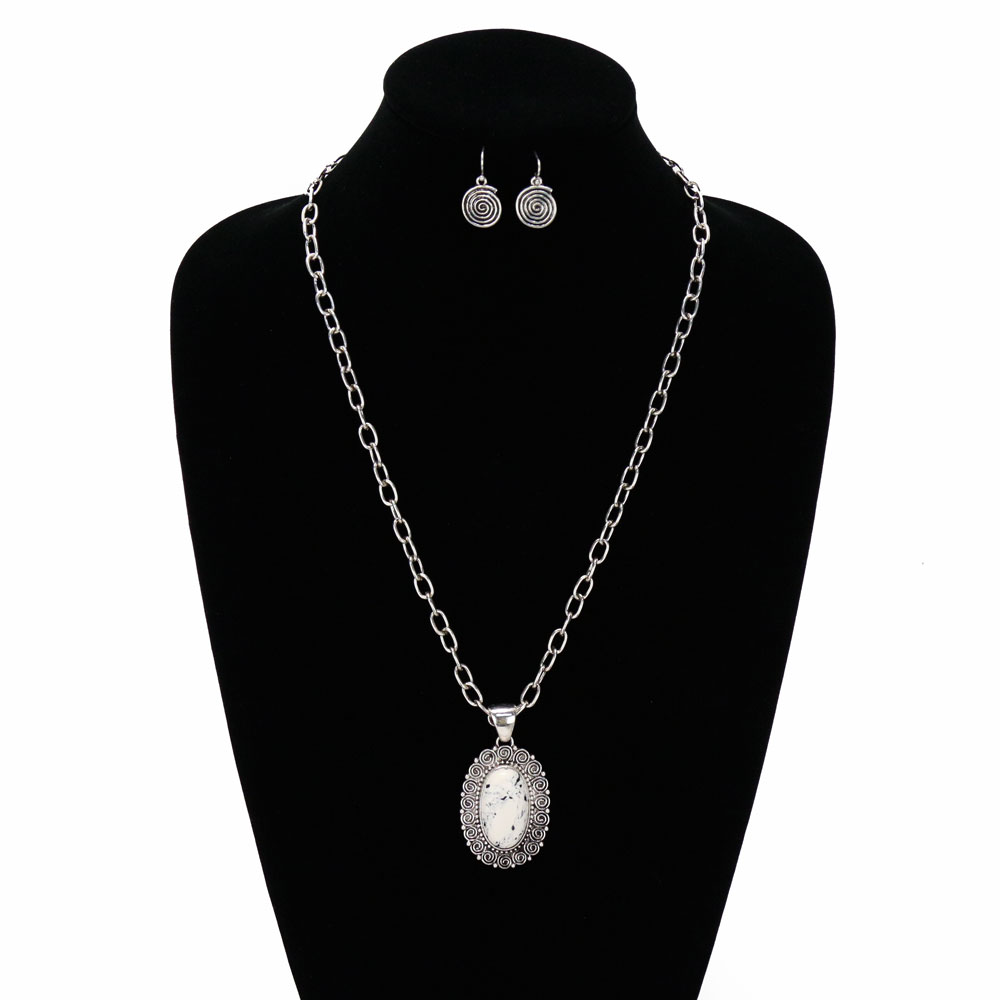 Western Swirl Semi Stone Necklace Set - Image 2