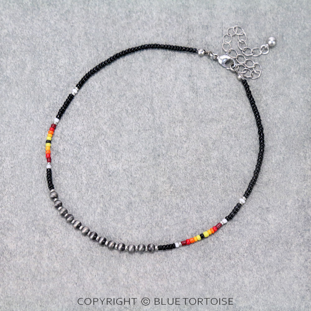 Navajo Style Pearl with Seed Bead Choker