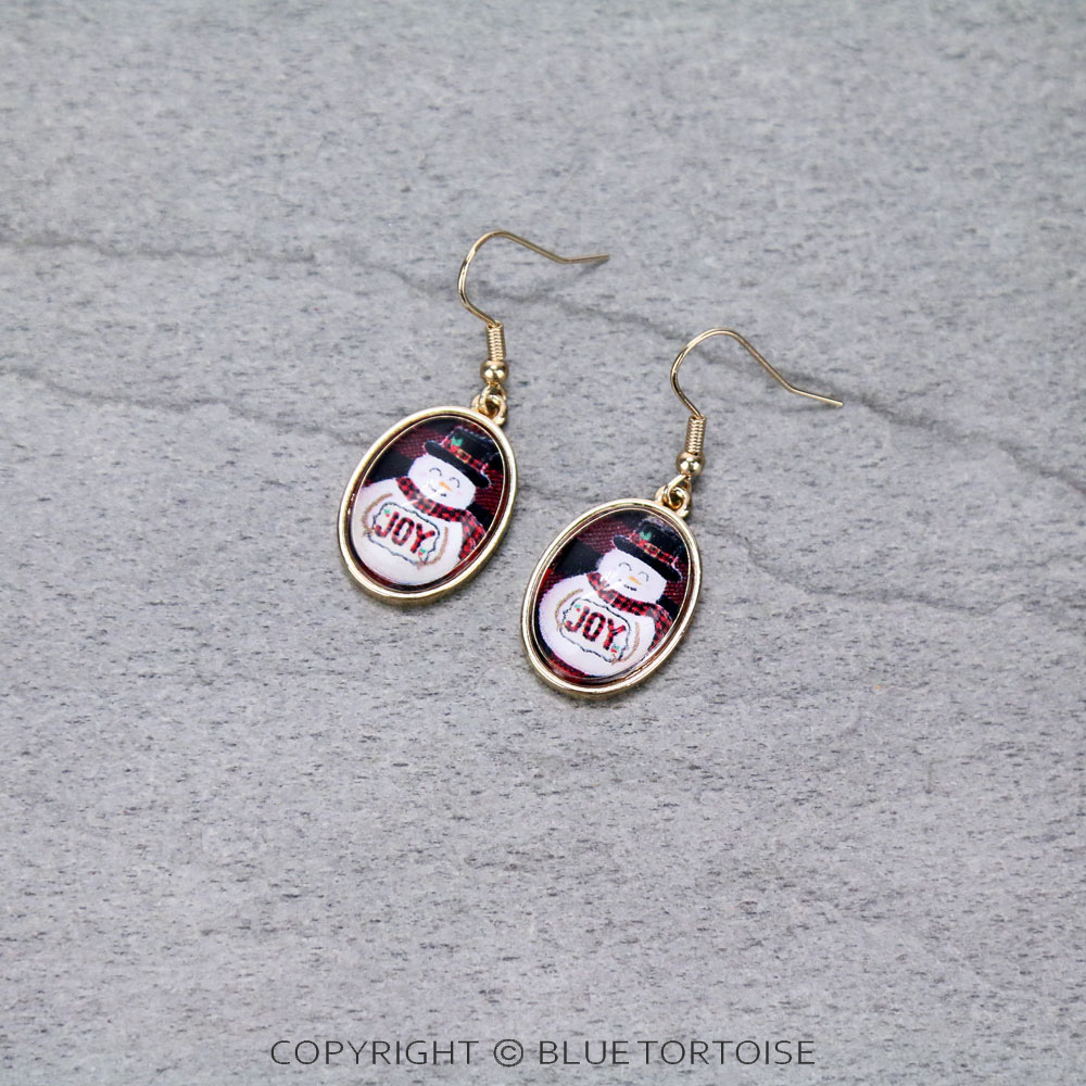 Christmas Snowman Bubble Dangle Earrings