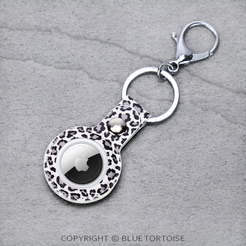 Leopard Air Tag Case Leather with Keychain