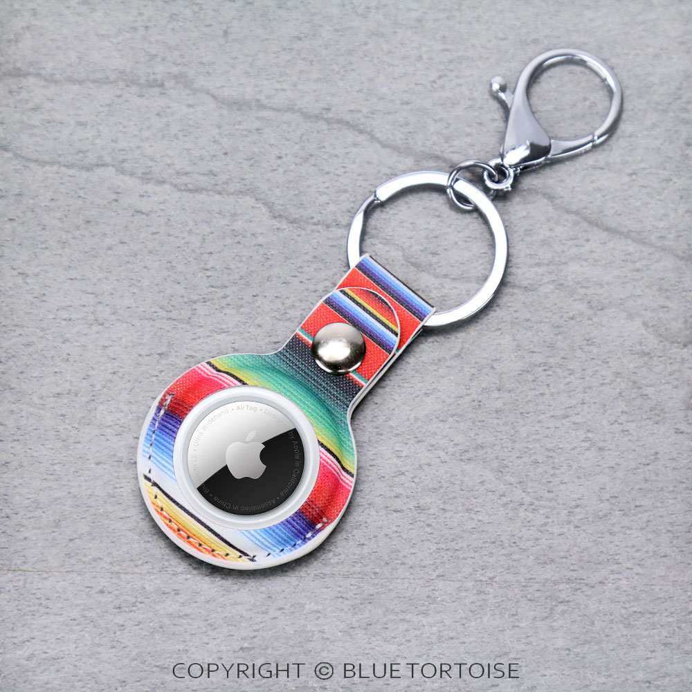 Serape Air Tag Case Leather with Keychain