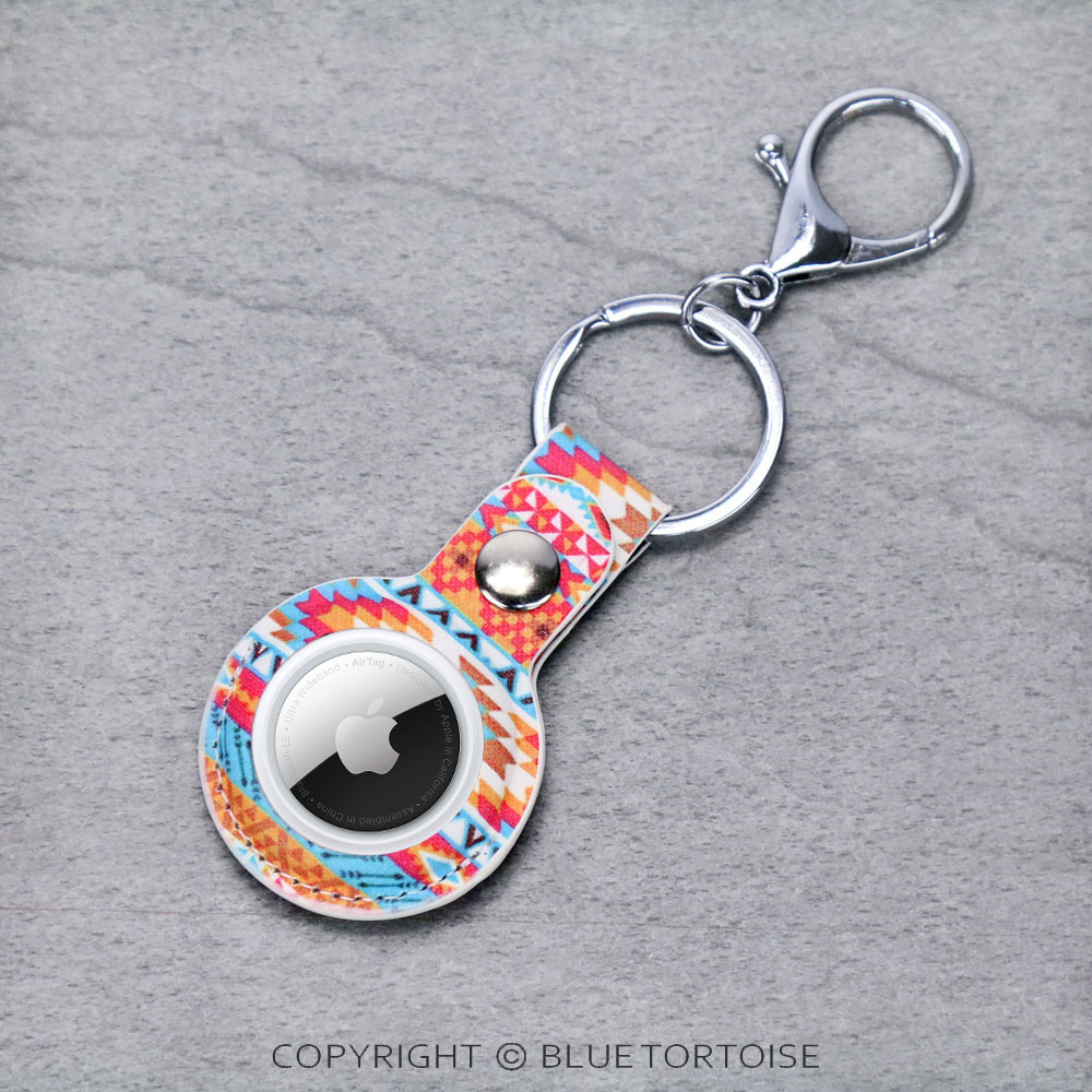 Aztec Air Tag Case Leather with Keychain