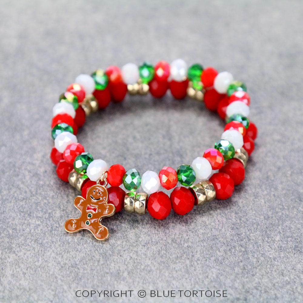 Christmas Gingerbread Charm Stackable Bracelet