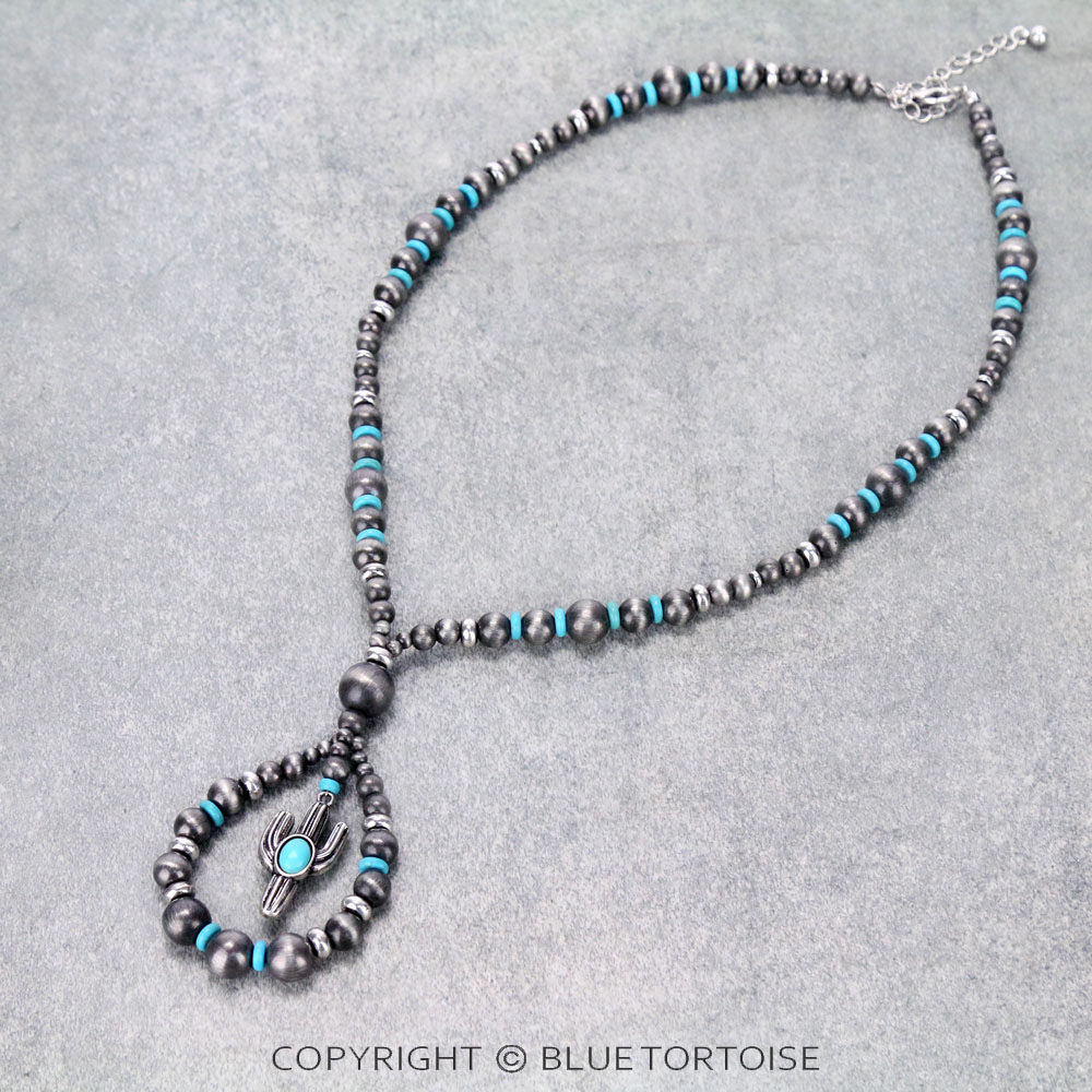 Western Navajo Style Pearl Cactus Necklace