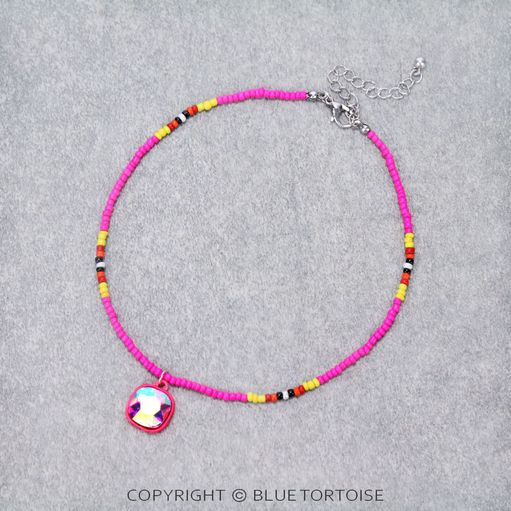 Seed Bead with Glass Stone Choker
