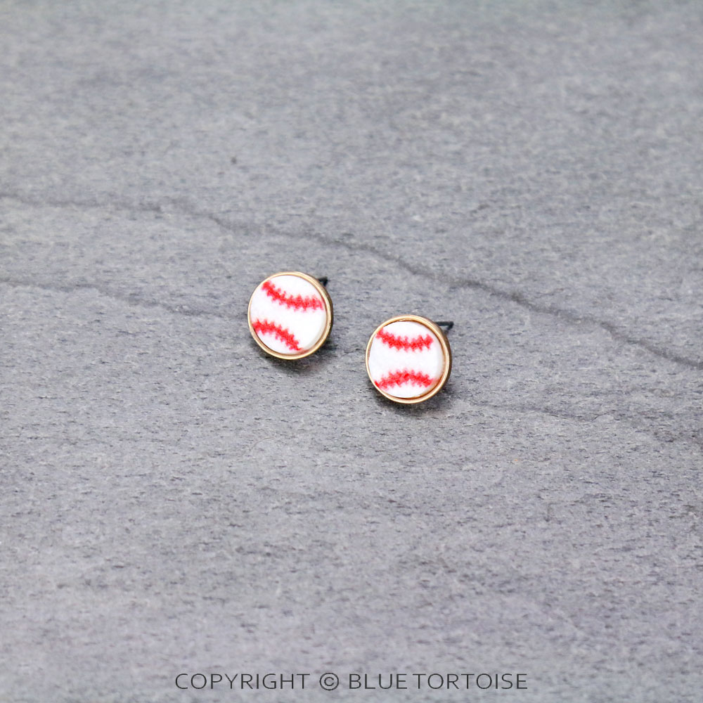 Baseball Druzy Stone Stud Earrings