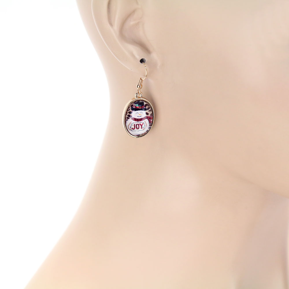 Christmas Snowman Bubble Dangle Earrings - Image 2